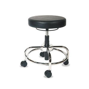 Alera Hl Series Height-adjustable Utility Stool , 24" Seat Height, Supports Up To 300 Lbs., Black Seat-back, Chrome Base