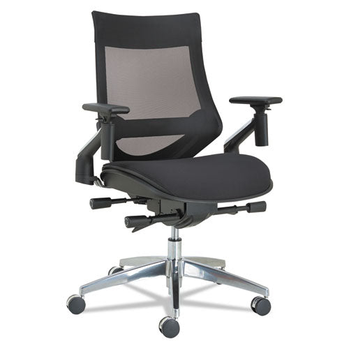 Alera Eb-w Series Pivot Arm Multifunction Mesh Chair, Supports Up To 275 Lbs, Black Seat-black Back, Aluminum Base