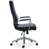 Alera Eddleston Leather Manager Chair, Supports Up To 275 Lb, Black Seat-back, Chrome Base