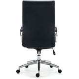Alera Eddleston Leather Manager Chair, Supports Up To 275 Lb, Black Seat-back, Chrome Base