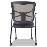 Alera Elusion Mesh Nesting Chairs, Padded Arms, Black Seat-black Back, Black Base, 2-carton