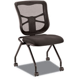 Alera Elusion Mesh Nesting Chairs, Padded Arms, Black Seat-black Back, Black Base, 2-carton