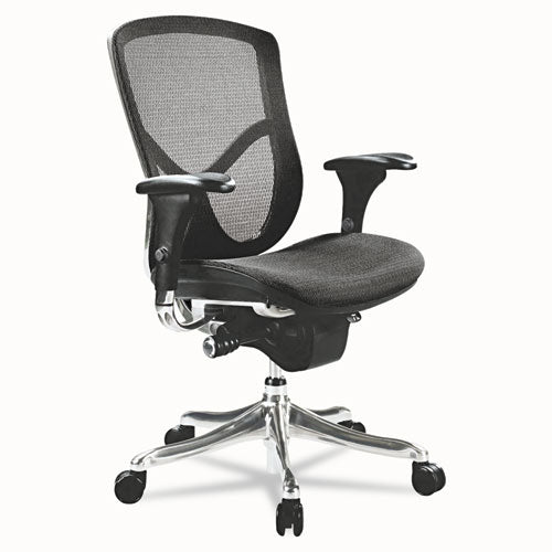 Alera Eq Series Ergonomic Multifunction Mid-back Mesh Chair, Supports Up To 250 Lbs., Black Seat-black Back, Aluminum Base