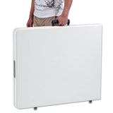 Fold-in-half Resin Folding Table, 72w X 29.63d X 29.25h, White