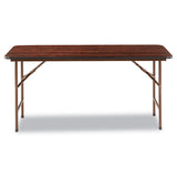 Wood Folding Table, Rectangular, 59 7-8w X 17 3-4d X 29 1-8h, Mahogany
