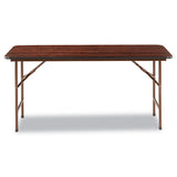 Wood Folding Table, Rectangular, 59 7-8w X 17 3-4d X 29 1-8h, Mahogany