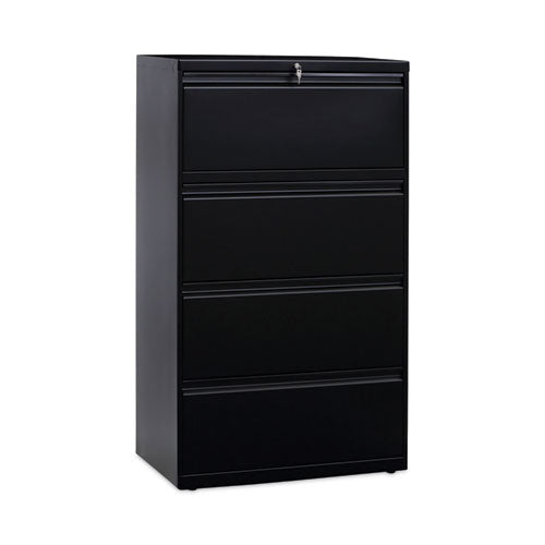 Lateral File, 4 Legal-letter-size File Drawers, Black, 30