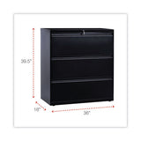 Lateral File, 3 Legal-letter-a4-a5-size File Drawers, Black, 36" X 18" X 39.5"