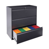 Lateral File, 3 Legal-letter-a4-a5-size File Drawers, Charcoal, 36" X 18" X 39.5"