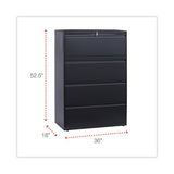 Lateral File, 4 Legal-letter-a4-a5-size File Drawers, Charcoal, 36" X 18" X 52.5"