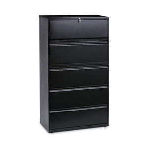 Lateral File, 5 Legal-letter-a4-a5-size File Drawers, Black, 36" X 18" X 64.25"
