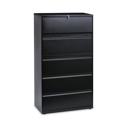 Lateral File, 5 Legal-letter-a4-a5-size File Drawers, Black, 36