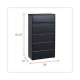 Lateral File, 5 Legal-letter-a4-a5-size File Drawers, Charcoal, 36" X 18" X 64.25"