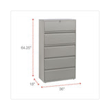 Lateral File, 5 Legal-letter-a4-a5-size File Drawers, Putty, 36" X 18" X 64.25"