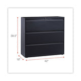 Lateral File, 3 Legal-letter-a4-a5-size File Drawers, Charcoal, 42" X 18" X 39.5"