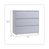 Lateral File, 3 Legal-letter-a4-a5-size File Drawers, Light Gray, 42" X 18" X 39.5"