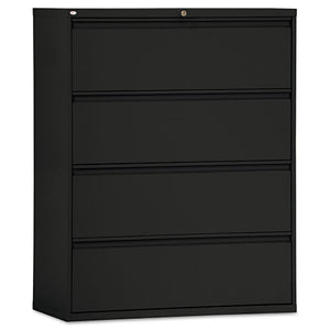 Lateral File, 4 Legal-letter-size File Drawers, Black, 42" X 18" X 52.5"