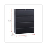 Lateral File, 4 Legal-letter-a4-a5-size File Drawers, Charcoal, 42" X 18" X 52.5"