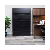 Lateral File, 5 Legal-letter-a4-a5-size File Drawers, Black, 42" X 18" X 64.25"