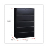 Lateral File, 5 Legal-letter-a4-a5-size File Drawers, Black, 42" X 18" X 64.25"