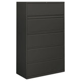 Lateral File, 5 Legal-letter-a4-a5-size File Drawers, Charcoal, 42" X 18" X 64.25"