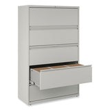 Lateral File, 5 Legal-letter-a4-a5-size File Drawers, 1 Roll-out Posting Shelf, Light Gray, 42" X 18.63" X 67.63"