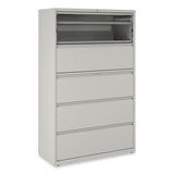 Lateral File, 5 Legal-letter-a4-a5-size File Drawers, 1 Roll-out Posting Shelf, Light Gray, 42" X 18.63" X 67.63"