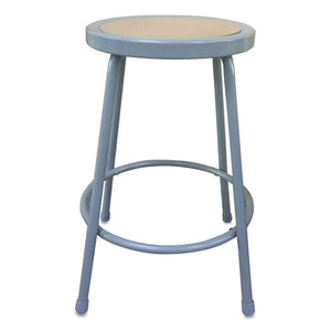 Industrial Metal Shop Stool, 24" Seat Height, Supports Up To 300 Lbs, Brown Seat-gray Back, Gray Base