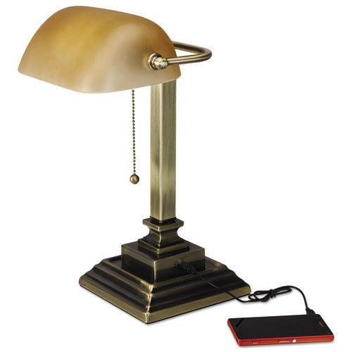 Traditional Banker's Lamp With Usb, 10