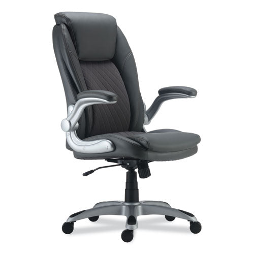 Alera Leithen Bonded Leather Midback Chair, Supports Up To 275 Lb, Gray Seat-back, Silver Base