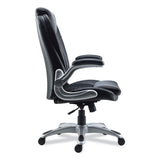 Alera Leithen Bonded Leather Midback Chair, Supports Up To 275 Lb, Black Seat-back, Silver Base