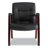 Alera Madaris Series Leather Guest Chair With Wood Trim Legs, 24.88" X 26" X 35", Black Seat-black Back, Mahogany Base