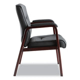 Alera Madaris Series Leather Guest Chair With Wood Trim Legs, 24.88" X 26" X 35", Black Seat-black Back, Mahogany Base