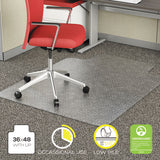 Occasional Use Studded Chair Mat For Flat Pile Carpet, 36 X 48, Lipped, Clear