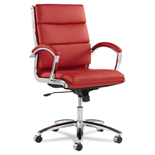 Alera Neratoli Mid-back Slim Profile Chair, Supports Up To 275 Lbs, Red Seat-red Back, Chrome Base