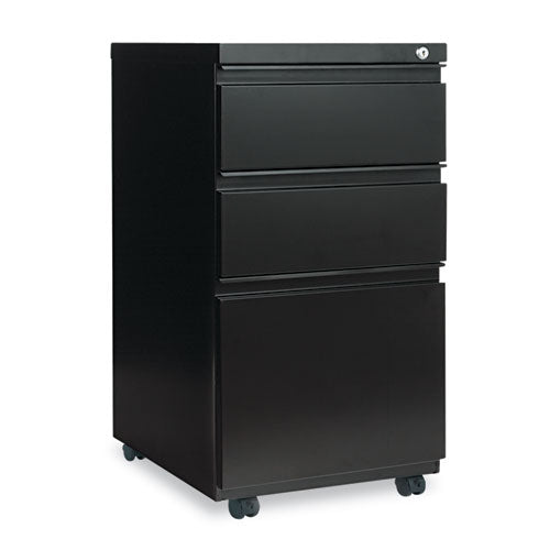 Three-drawer Metal Pedestal File With Full-length Pull, 14.96w X 19.29d X 27.75h, Black