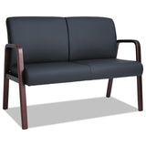 Alera Reception Lounge Series Wood Loveseat, 44.88w X 26.13d X 33h, Black-mahogany