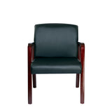 Alera Reception Lounge Wl Series Guest Chair, 24.21'' X 26.14'' X 32.67'', Black Seat-black Back, Mahogany Base