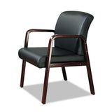 Alera Reception Lounge Wl Series Guest Chair, 24.21'' X 26.14'' X 32.67'', Black Seat-black Back, Mahogany Base