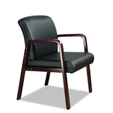 Alera Reception Lounge Wl Series Guest Chair, 24.21'' X 26.14'' X 32.67'', Black Seat-black Back, Mahogany Base