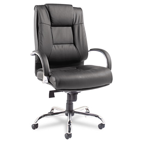 Alera Ravino Big And Tall Series High-back Swivel-tilt Leather Chair, Supports Up To 450 Lbs, Black Seat-back, Chrome Base