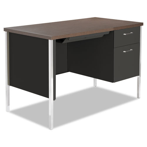 Single Pedestal Steel Desk, Metal Desk, 45.25w X 24d X 29.5h, Mocha-black