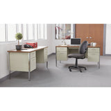 Single Pedestal Steel Desk, Metal Desk, 45.25w X 24d X 29.5h, Cherry-putty