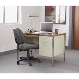Single Pedestal Steel Desk, Metal Desk, 45.25w X 24d X 29.5h, Cherry-putty