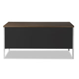 Double Pedestal Steel Desk, Metal Desk, 60w X 30d X 29.5h, Mocha-black