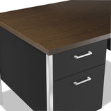 Double Pedestal Steel Desk, Metal Desk, 60w X 30d X 29.5h, Mocha-black