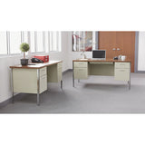 Double Pedestal Steel Desk, Metal Desk, 60w X 30d X 29.5h, Cherry-putty