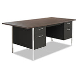 Double Pedestal Steel Desk, Metal Desk, 72w X 36d X 29.5h, Mocha-black