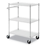 3-shelf Wire Cart With Liners, 34.5w X 18d X 40h, Silver, 600-lb Capacity