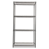 Wire Shelving Starter Kit, Four-shelf, 36w X 18d X 72h, Black Anthracite